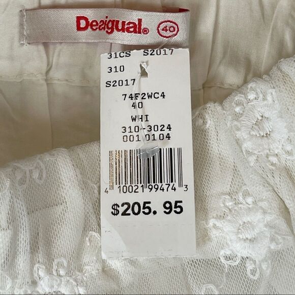 NWT Desigual Skirt White Lace Long Women's Size EU 40 Maxi Lined - Picture 8 of 11